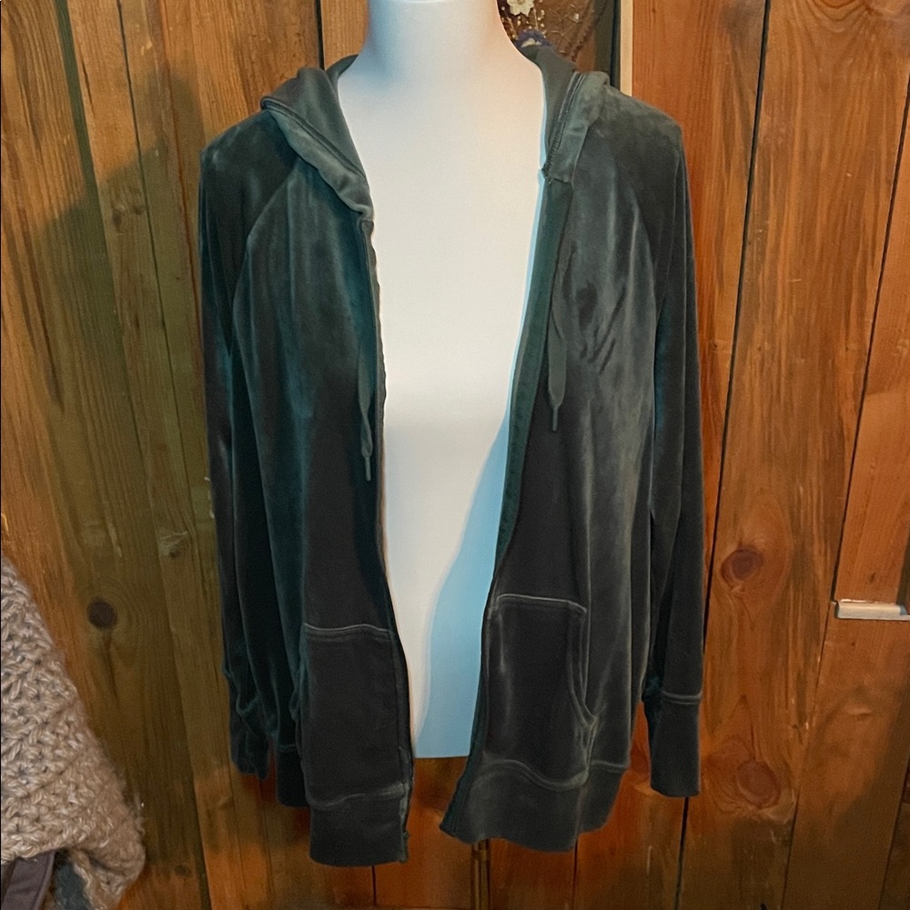Aerie offline after party velour Green Velvet Jacket